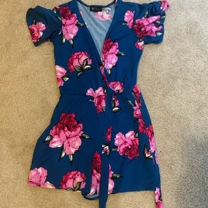 Turquoise flowered romper